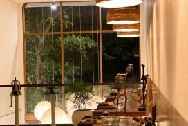 Studio entrance surrounded by tropical plants