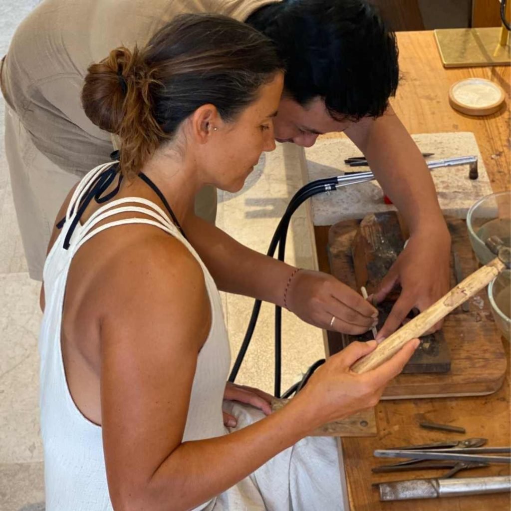 Hands-on silver jewelry workshop at Uluwatu Silver Class guided by local artisan.
