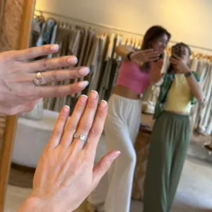 Hands showing handmade rings from Silver Jewelry Workshop in Bali