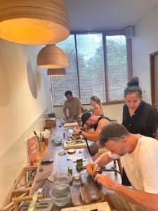 Visitors joining workshop to create silver jewelry Seminyak in Bali