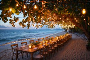Oceanfront dining in Uluwatu with magical sunset, one of the most romantic things to do in Uluwatu for couples.