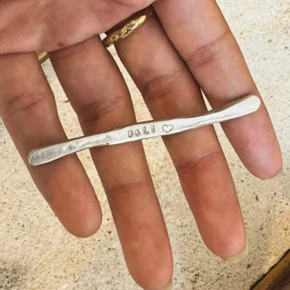 Handcrafted silver bracelet made during Uluwatu silver class