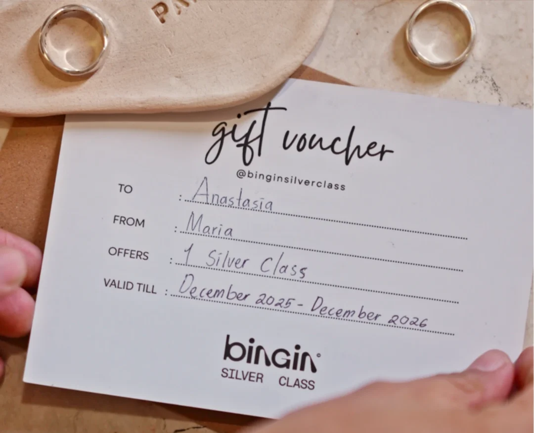 Silver Class gift card for a handmade jewelry workshop experience in Bali